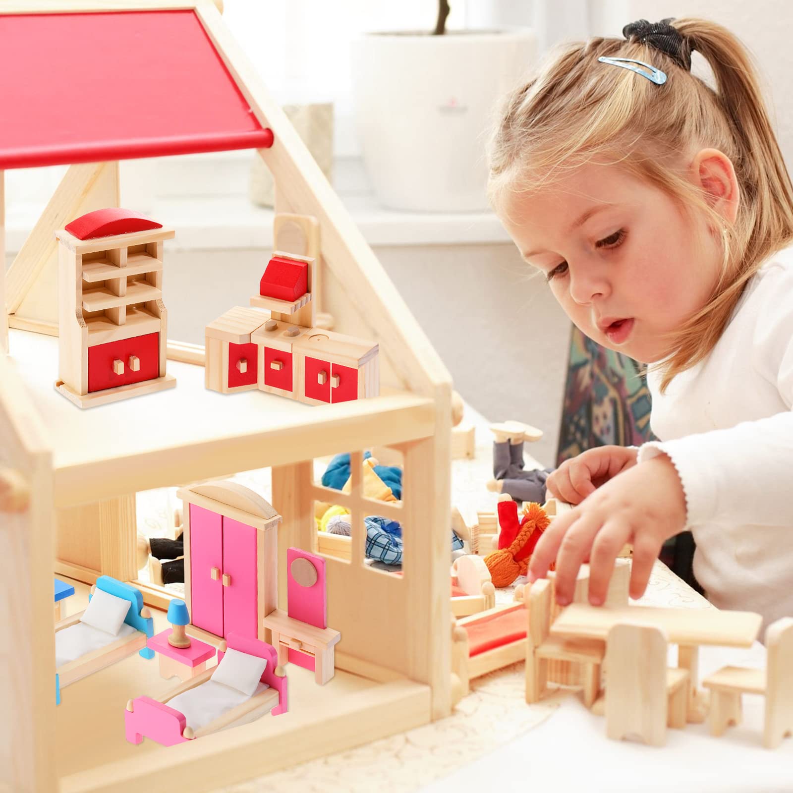 Amazon | ドールハウス家具 木製ドールハウス家具セット ドールハウス